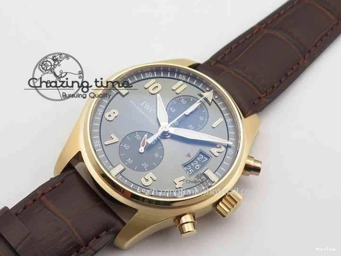 MIROTIME 0725 Pilot Chrono RG 3878 V6F Best Edition Gray Dial On Brown Leather Strap A Contemporary 7254